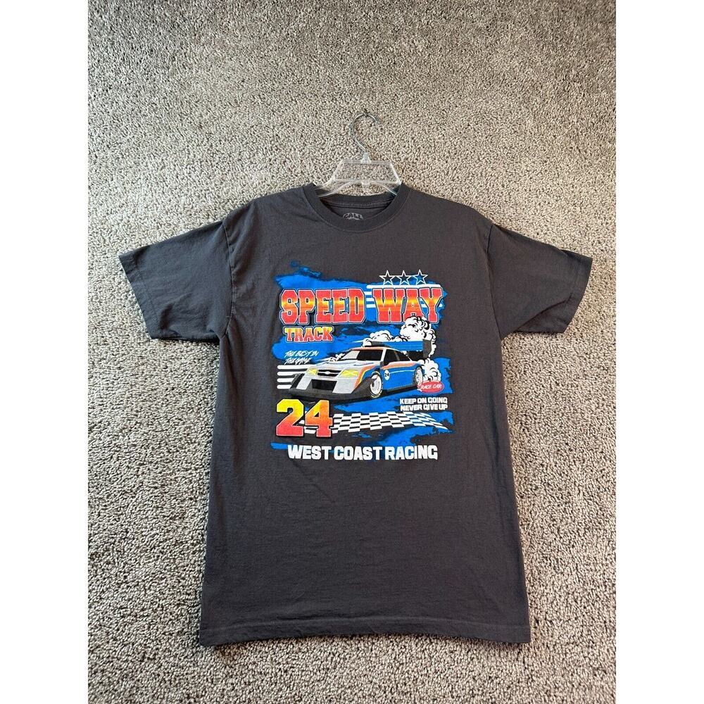 Call Your Mother Shirt Mens Medium Gray Blue Speed Way West Coast Racing FLAW